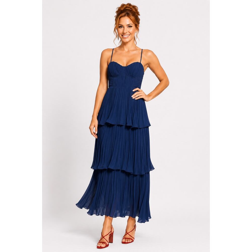 NWT Lulus Blue Corset Pleated Gown - Size S